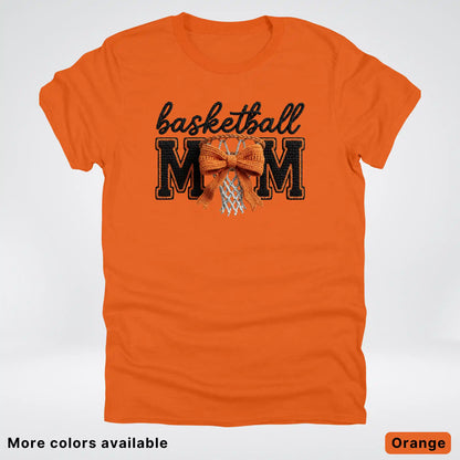 Basketball Mom – Faux Crochet Bow Basketball Graphic T-Shirt