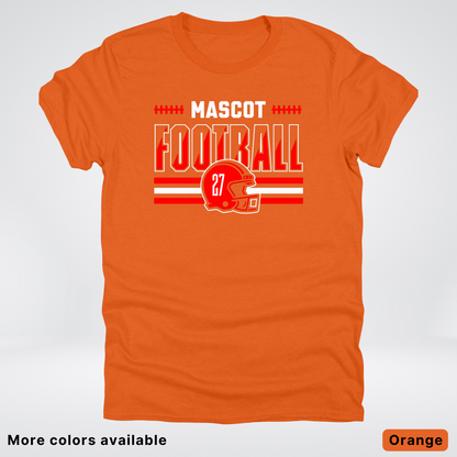 Custom Mascot & Number - Red - Football Design 2 T-Shirt