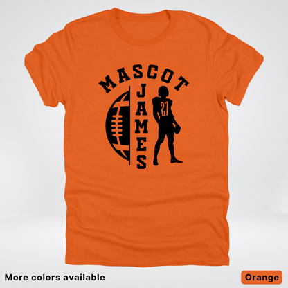 Custom Mascot, Number, & Name - Black - Football Design 31 T-Shirt