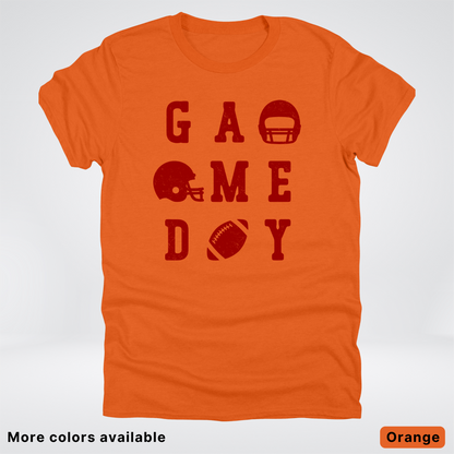 Game Day Football 3 x 3 – Maroon Design – T-Shirt