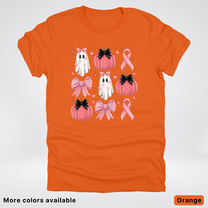 Pink Pumpkin Coquette Bow Cute Ghost - T-Shirt
