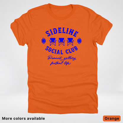 Sideline Social Club Peanut Gallery Football Life - Blue Design - T-Shirt