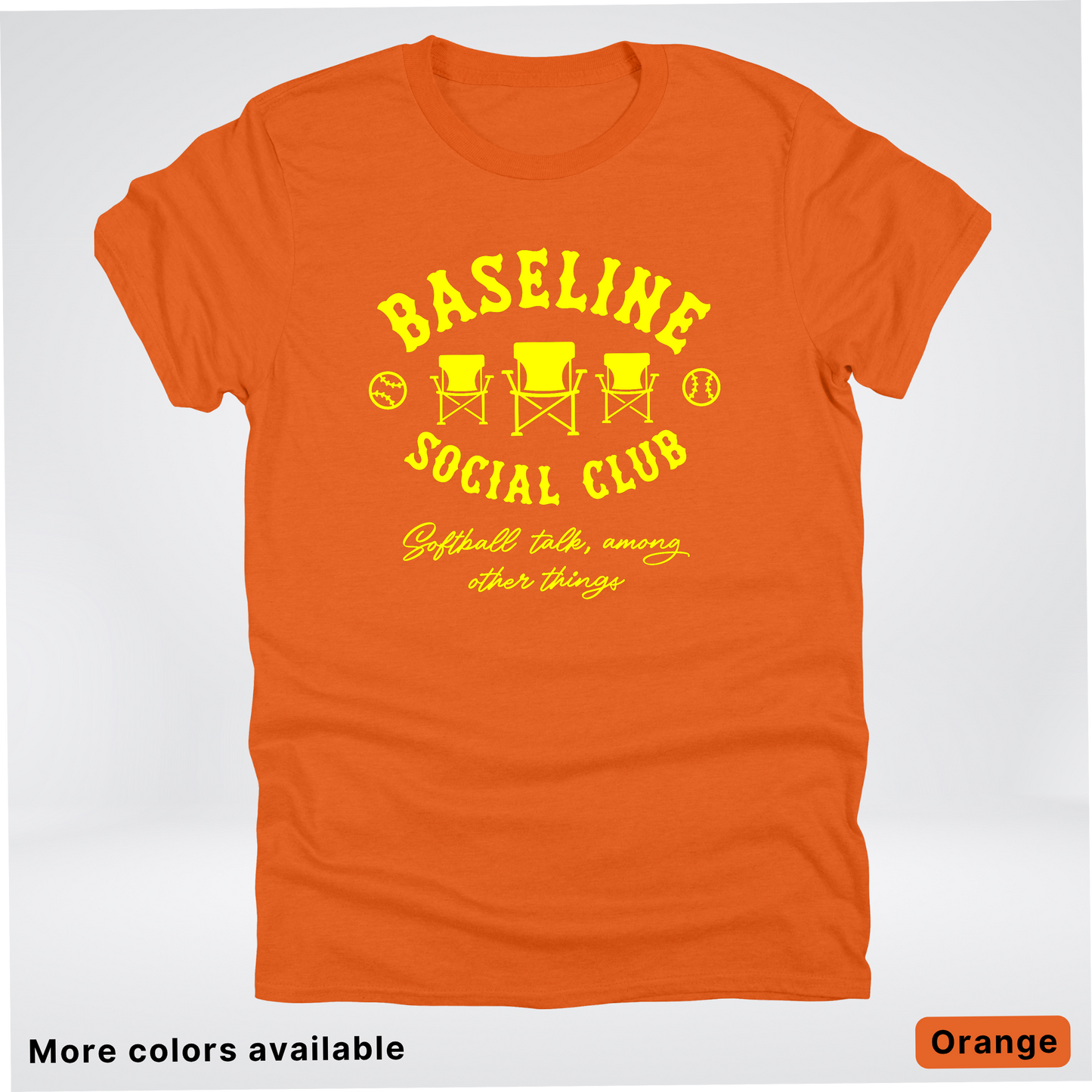 Baseline Social Club Softball – Yellow Design - T-Shirt