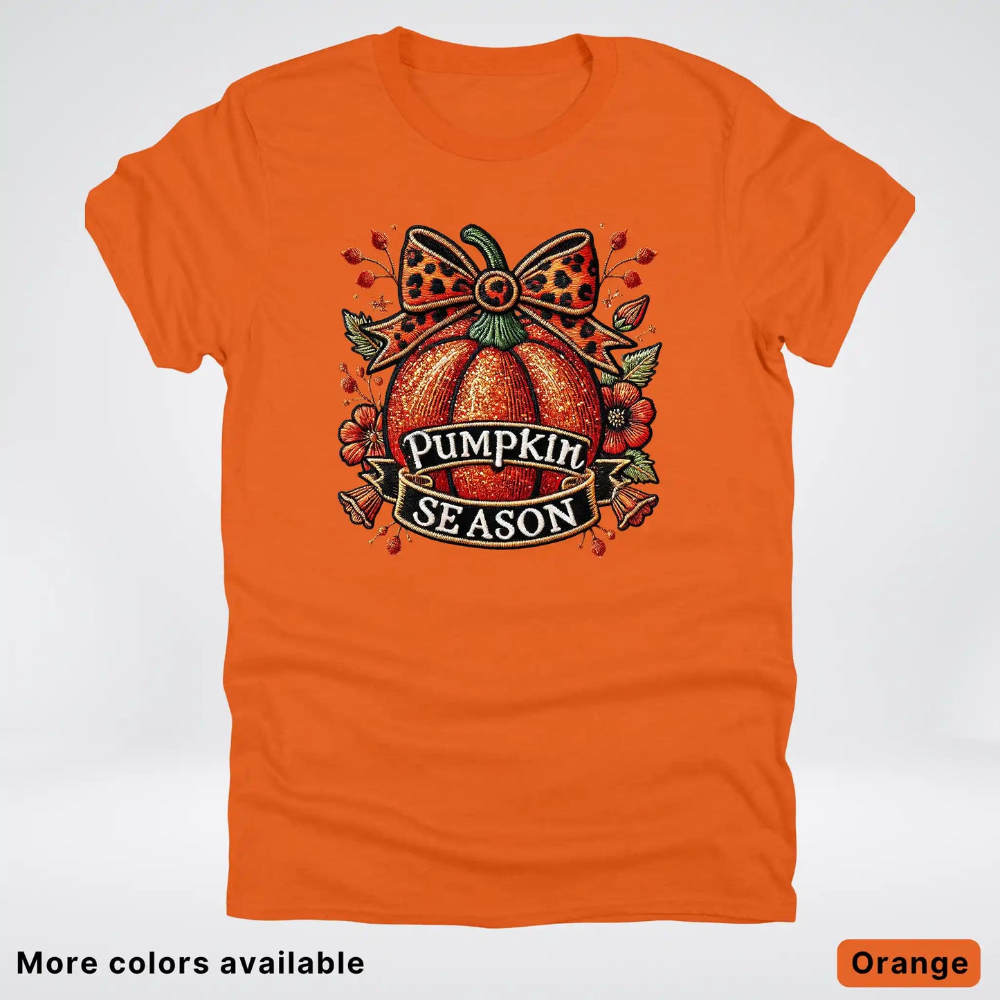 Pumpkin Season Leopard Print Bow Fall Autumn  - T-Shirts