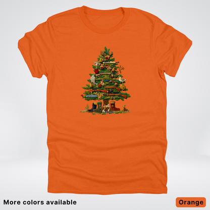 Woodland Critters Christmas Tree Hook Yard Faux - T-Shirt