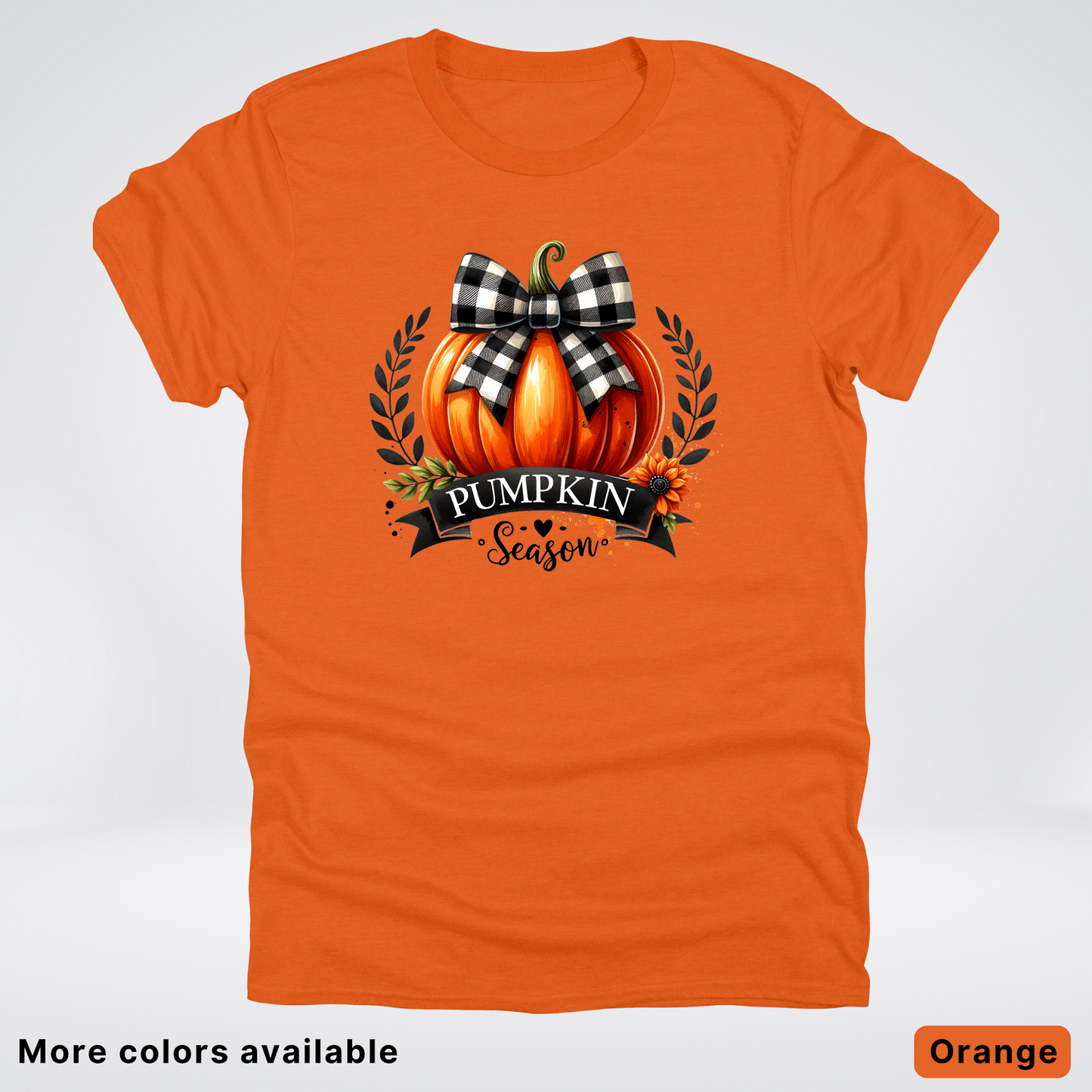 Pumpkin Season Black Plaid Bow - T-Shirt