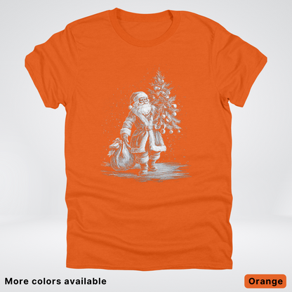 Vintage Santa with Christmas Tree - T-Shirt