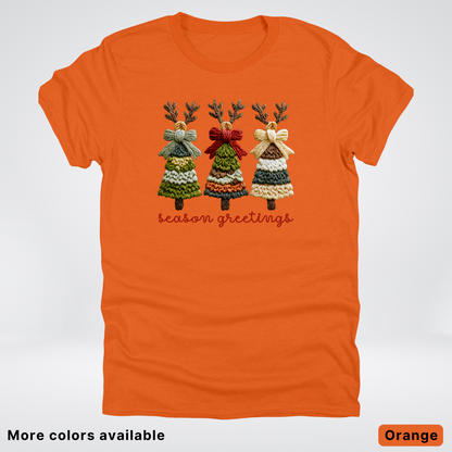 Season Greetings Reindeer Trees Hook Yard Faux - T-Shirt