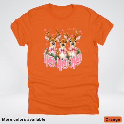 Ho Ho Ho Pink Deer Trio - T-Shirt