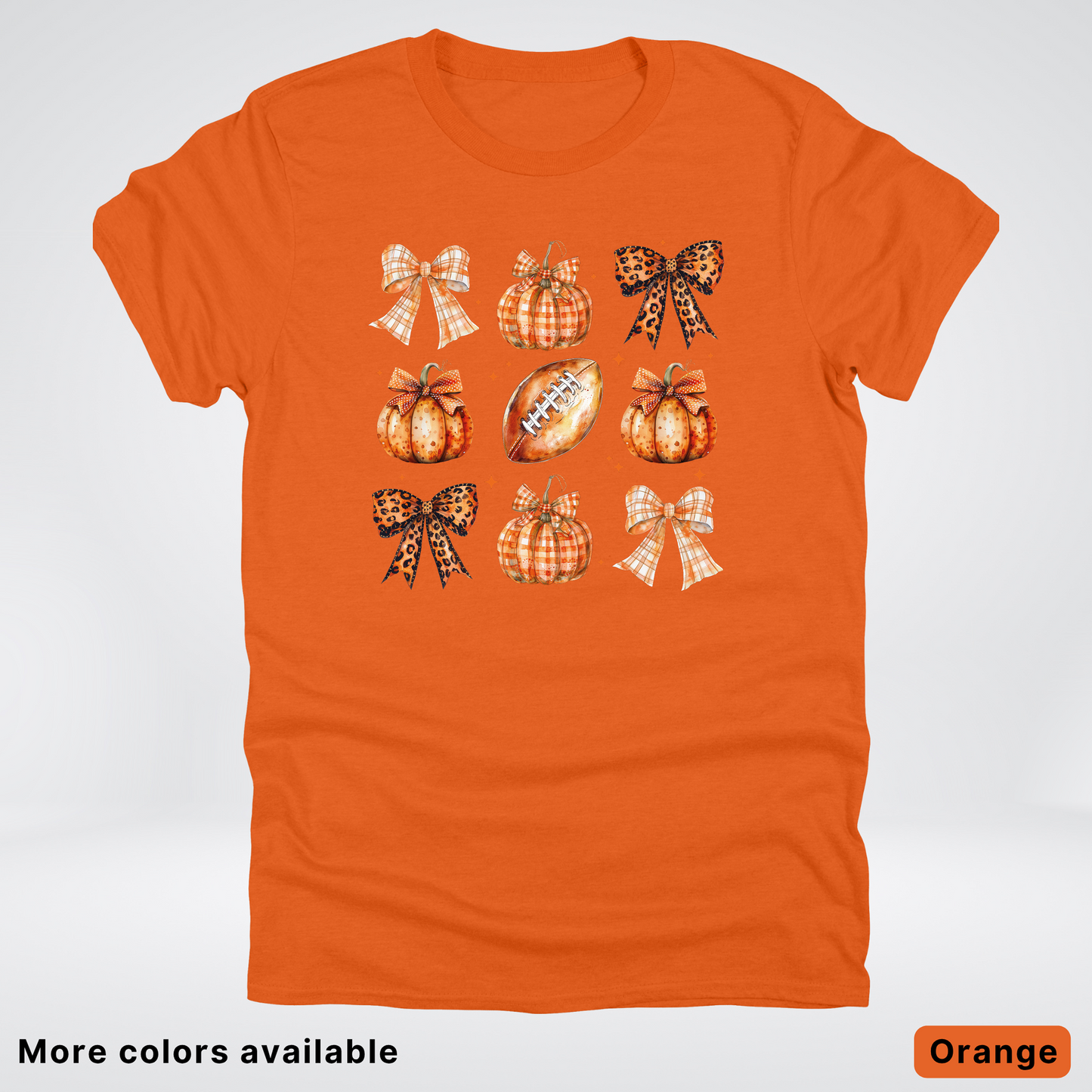 Football Coquette Ribbon Bow Plaid Pumpkin Fall - T-Shirt