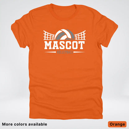 Volleyball Mom Game Day Tee – Custom Mascot Name Shirt | Gray Design 26