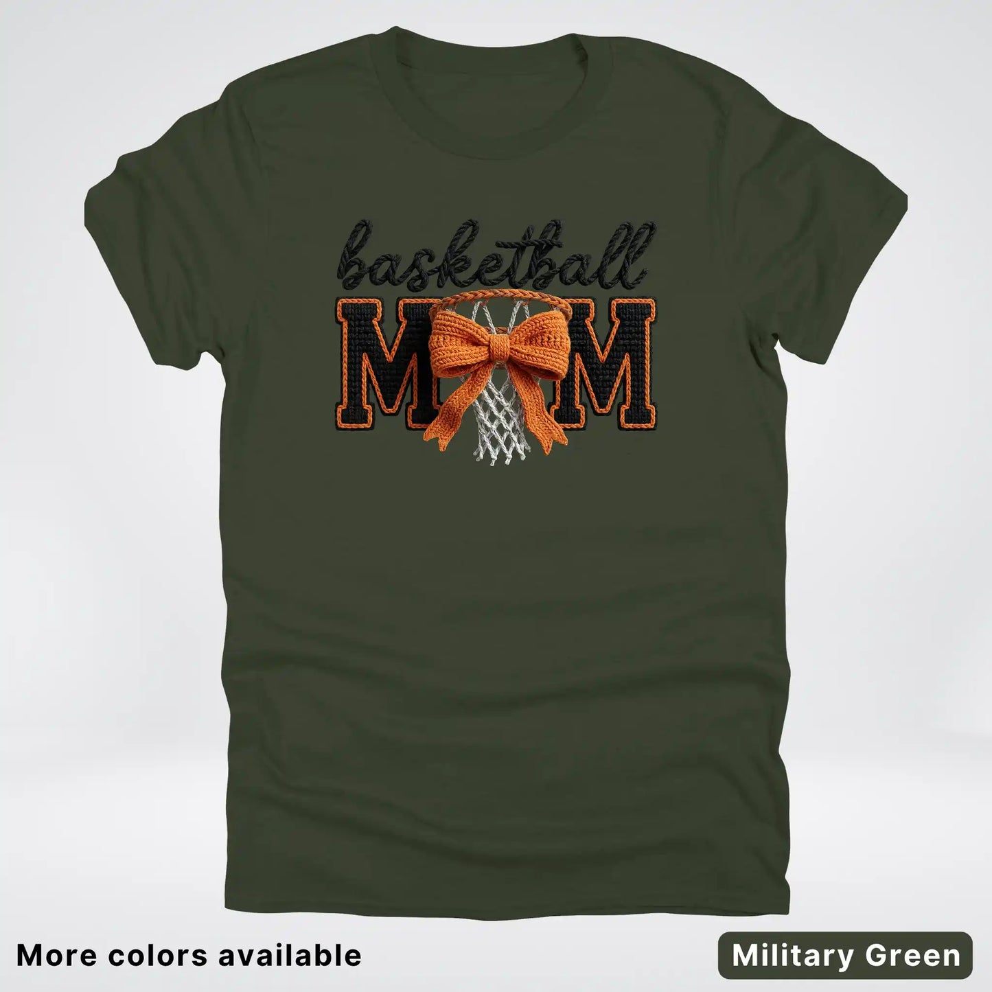 Basketball Mom – Faux Crochet Bow Basketball Graphic T-Shirt