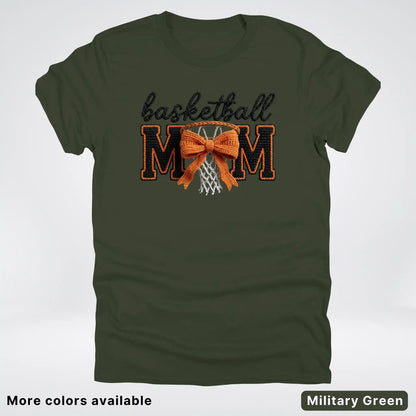Basketball Mom – Faux Crochet Bow Basketball Graphic T-Shirt