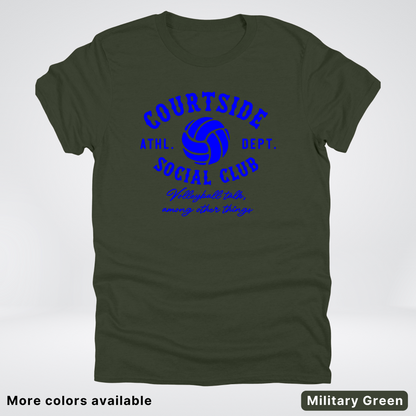 Courtside Social Club – Blue Design – Volleyball T-Shirt