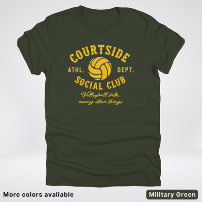 Courtside Social Club – Gold – Volleyball Design T-Shirt