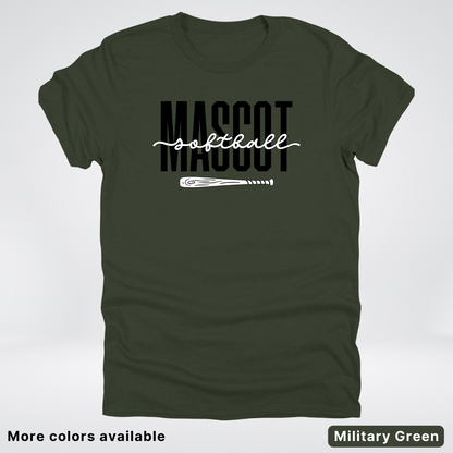 Custom Mascot – Black - Softball Design 30 T-Shirt
