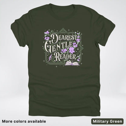 Dearest Gentle Reader – Vintage Floral Book Lover Graphic - T-Shirt