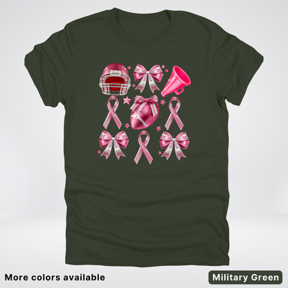 Coquette Glitter Bows and Football - T-Shirt
