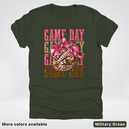 Game Day Pink Coquette Disco Football - T-Shirt