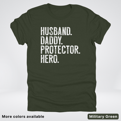 Husband Daddy Protector Hero - White Design – Father’s Day T-Shirt