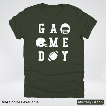Game Day Football 3 x 3  – White Design  – T-Shirt