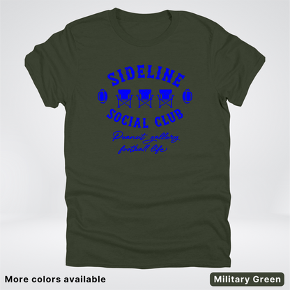 Sideline Social Club Peanut Gallery Football Life - Blue Design - T-Shirt