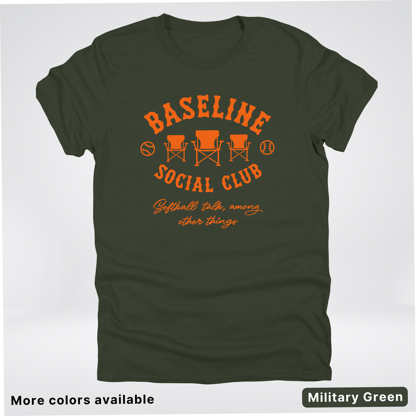 Baseline Social Club Softball – Orange Design - T-Shirt