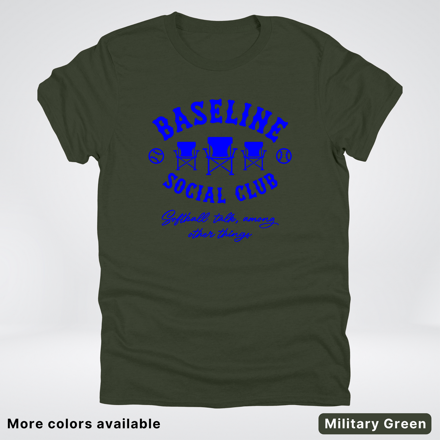 Baseline Social Club Softball – Blue Design - T-Shirt