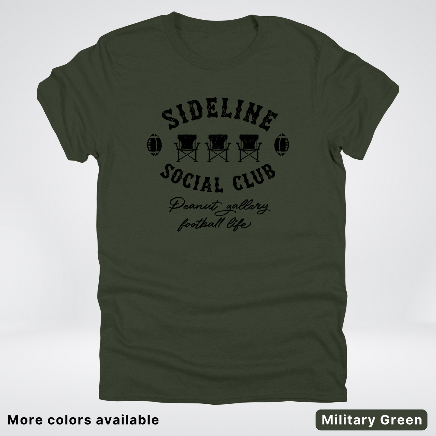 Sideline Social Club Peanut Gallery Football Life - Black Design - T-Shirt