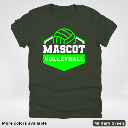 Custom Mascot - Green - Volleyball Design 71 - T-Shirt