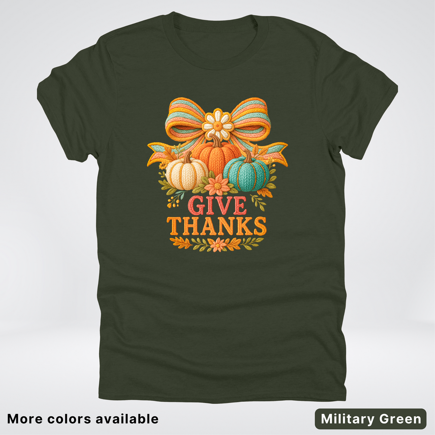 Give Thanks Crochet Thanksgiving Fall Pumpkin - T-Shirts