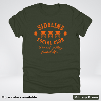 Sideline Social Club Peanut Gallery Football Life – Orange Design - T-Shirt