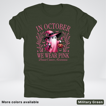 In October We Wear Pink Halloween Breast Cancer Awareness - T-Shirt