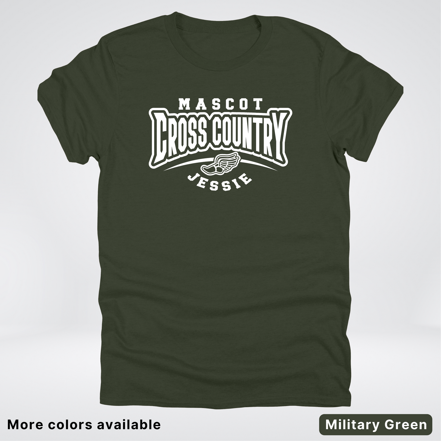 Custom Mascot & Name – White Design – Cross Country 02 - T-Shirt
