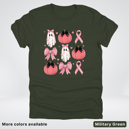 Pink Pumpkin Coquette Bow Cute Ghost - T-Shirt