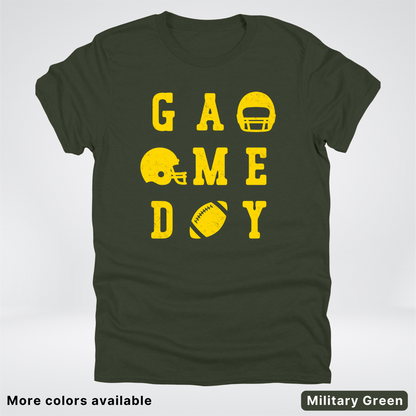 Game Day Football 3 x 3 - Gold Design - T-Shirt