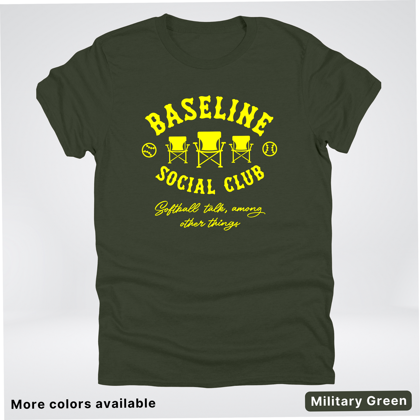 Baseline Social Club Softball – Yellow Design - T-Shirt