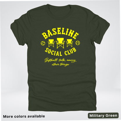 Baseline Social Club Softball – Yellow Design - T-Shirt