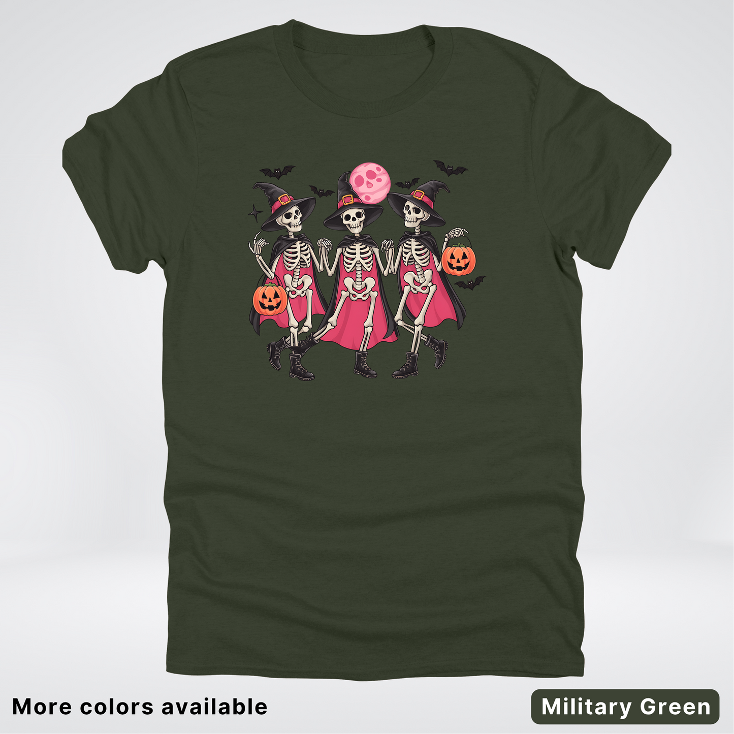 Skeleton Pink Out Witches Dancing Halloween - T-Shirt