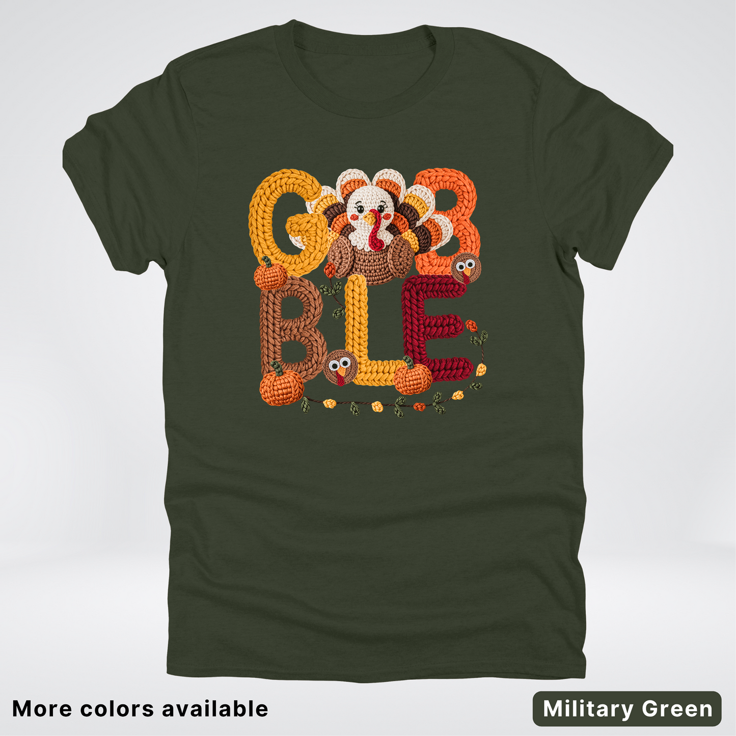 Turkey Gobble Pumpkin Fall Crochet - T-Shirts