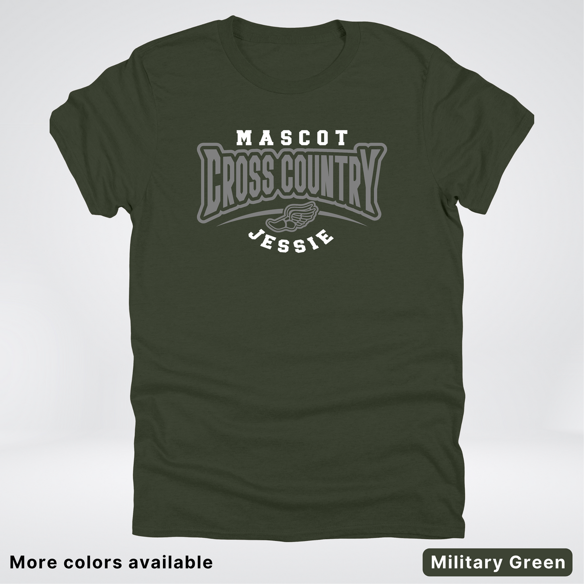 Custom Mascot & Name – Gray Design – Cross Country 04 - T-Shirt
