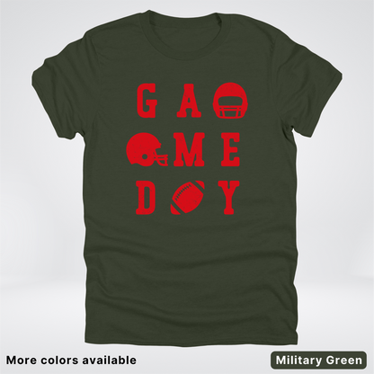 Game Day Football 3 x 3 - Red Design - T-Shirt