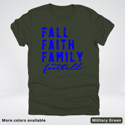 Fall Faith Family – Blue Design - Football - T-Shirt