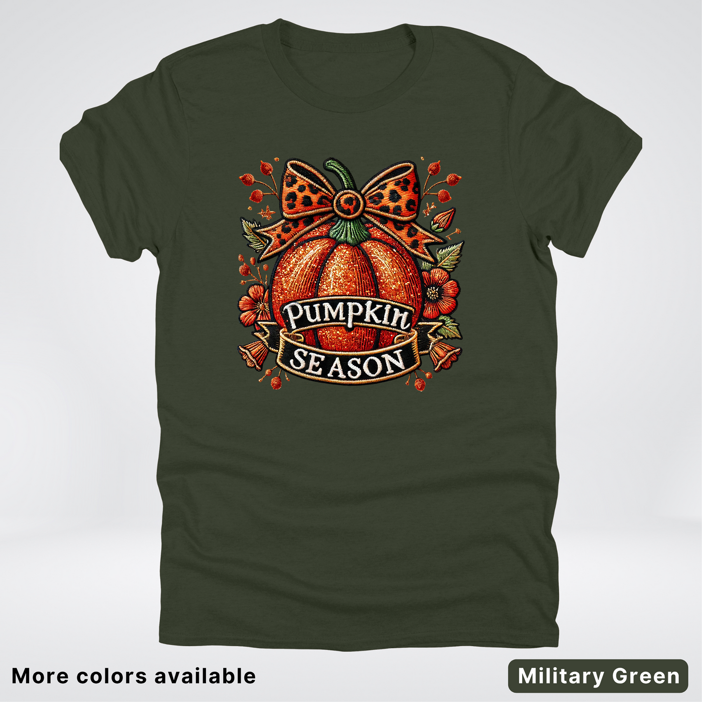 Pumpkin Season Leopard Print Bow Fall Autumn  - T-Shirts