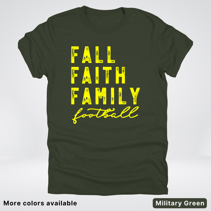 Fall Faith Family – Yellow Design - Football - T-Shirt