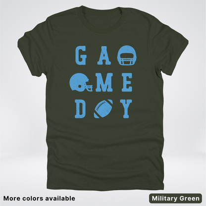 Game Day Football 3 x 3 – Light Blue Design – T-Shirt
