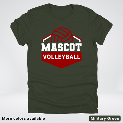 Custom Mascot - Maroon - Volleyball Design 69 - T-Shirt