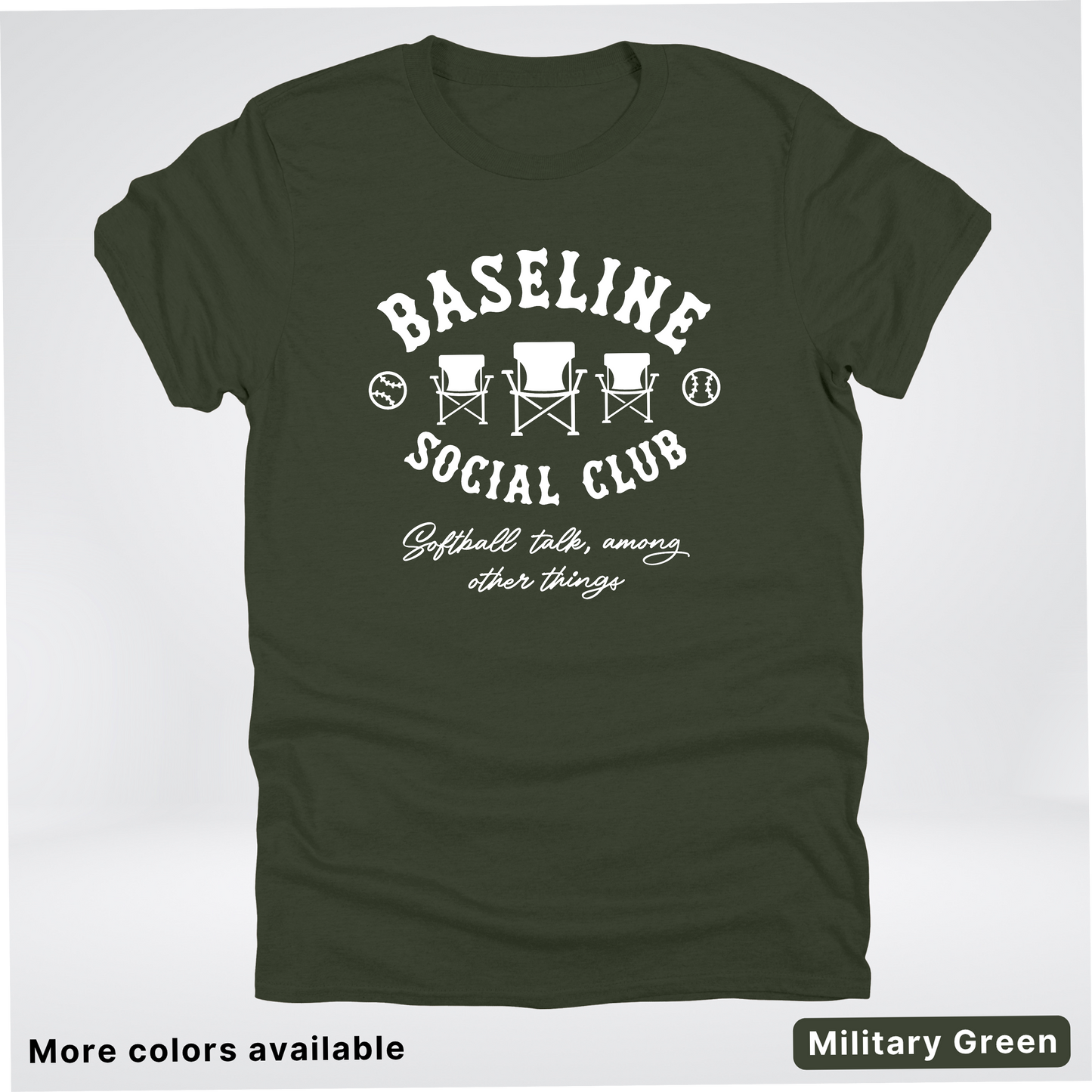 Baseline Social Club Softball – White Design – T-Shirt