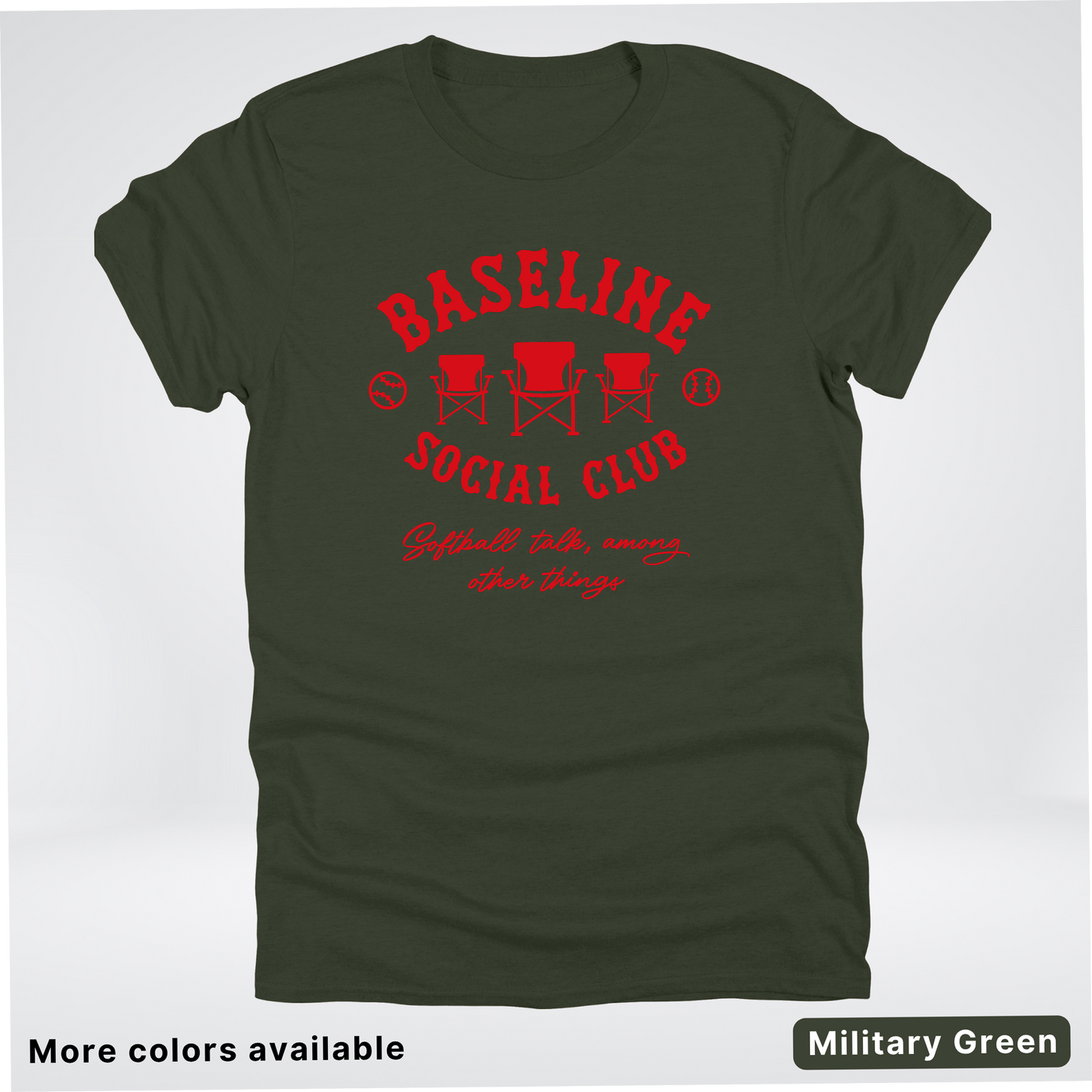 Baseline Social Club Softball – Red Design - T-Shirt