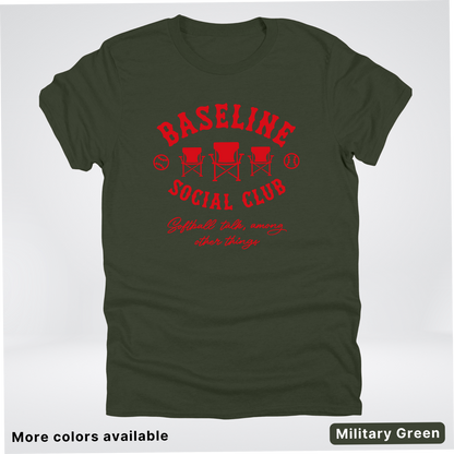 Baseline Social Club Softball – Red Design - T-Shirt